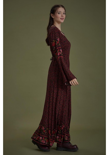 Siyah Defne Kayık Yaka Belden Bağlamalı Ispanyol Kol Kadın Elbise fiyatları