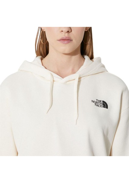 W Trend Crop Hoodie Kadın Beyaz Sweatshirt