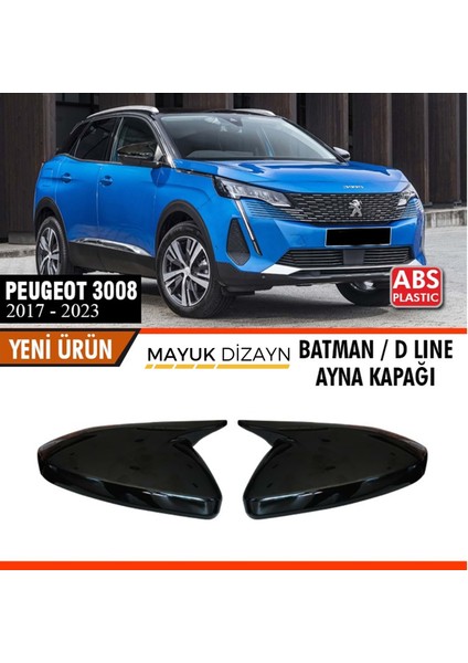 Peugeot 3008 (2017-2023) Batman Yarasa Ayna Kapağı + Montaj Bandı --Mayuk Dizayn--