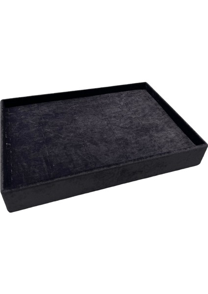 Yerli Üretim Süet Kumaş Siyah Renk 34/24 Cm Batırmalı Çekmeçe Içi Bileklik Kelepçe Tablası
