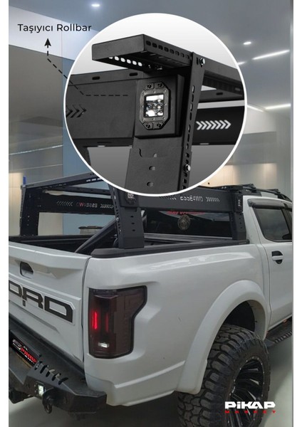 Isuzu D-Max Uyumlu Ledli Çadır Taşıyıcı Rollbar