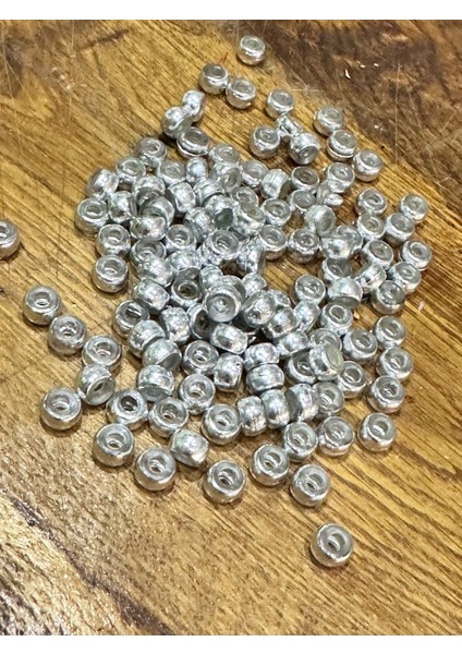 100 Adet Gümüş Renk Plastik Delikli Boncuk Set