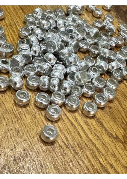100 Adet Gümüş Renk Plastik Delikli Boncuk Set fiyatları