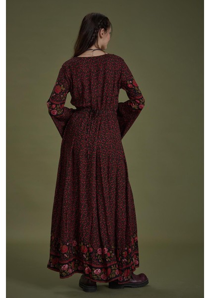 Siyah Defne Kayık Yaka Belden Bağlamalı Ispanyol Kol Kadın Elbise indirimleri