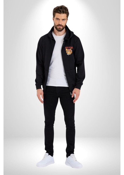 Beyin Yıkama Kadın Erkek Siyah Kapüşonlu Fermuarlı Baskılı Hırka Sweatshirt indirimleri