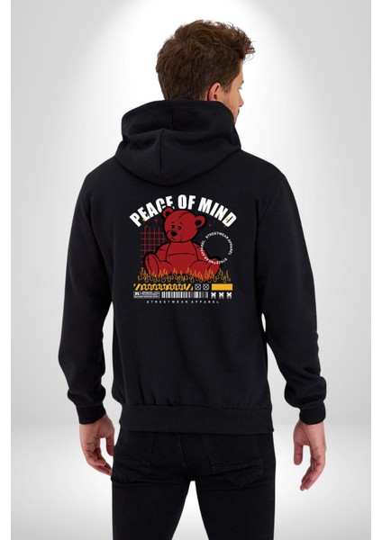 Iç Huzur Kadın Erkek Siyah Kapüşonlu Fermuarlı Baskılı Hırka Sweatshirt fırsatları