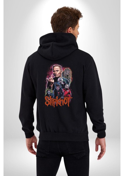 Slipknot Korku Film Kadın Erkek Siyah Kapüşonlu Fermuarlı Baskılı Hırka Sweatshirt fırsatları