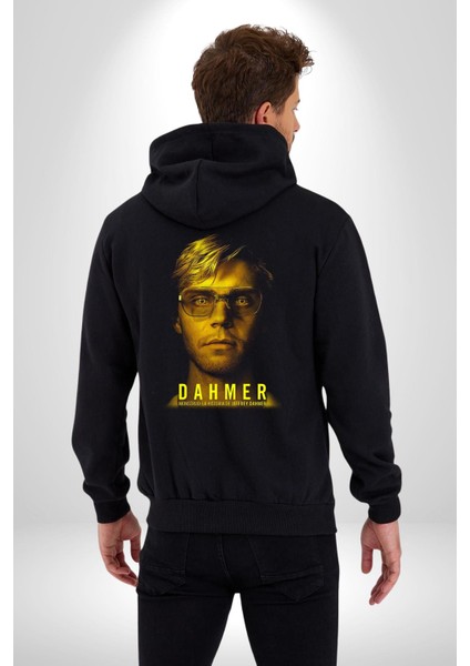 Dahmer Dizi Kadın Erkek Siyah Kapüşonlu Fermuarlı Baskılı Hırka Sweatshirt