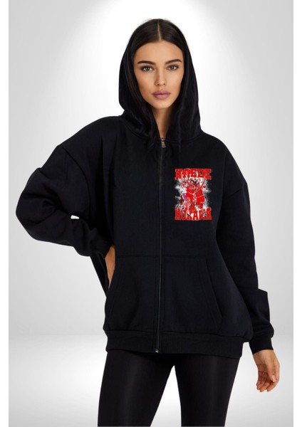 Anime Kaede Rukawa Basketbol Karakteri Kadın Erkek Siyah Kapüşonlu Fermuarlı Baskılı Hırka Sweatshirt