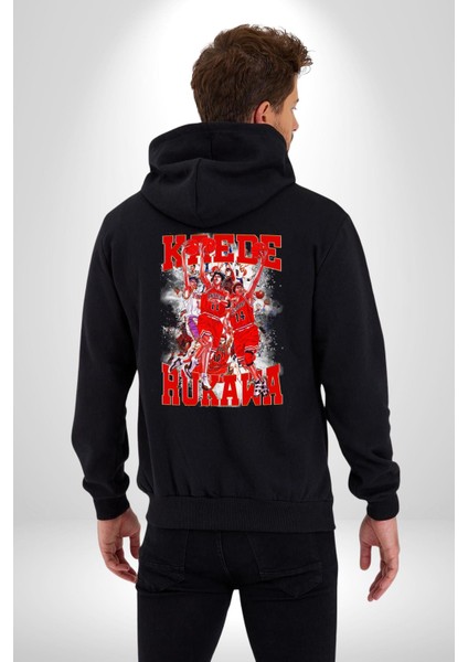 Anime Kaede Rukawa Basketbol Karakteri Kadın Erkek Siyah Kapüşonlu Fermuarlı Baskılı Hırka Sweatshirt fırsatları