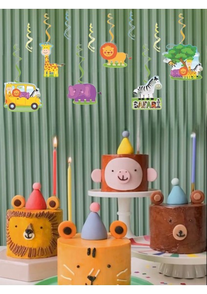 Safari Konseptli Tavan Sarkıt Süs Asılabilir Süs Doğum Günü Süsü