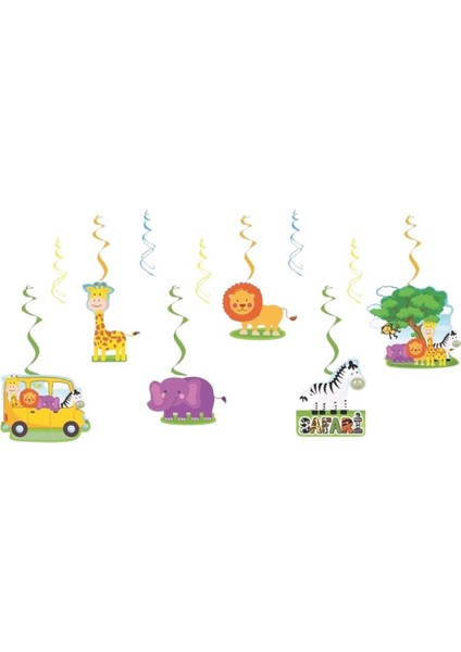 Safari Konseptli Tavan Sarkıt Süs Asılabilir Süs Doğum Günü Süsü modelleri