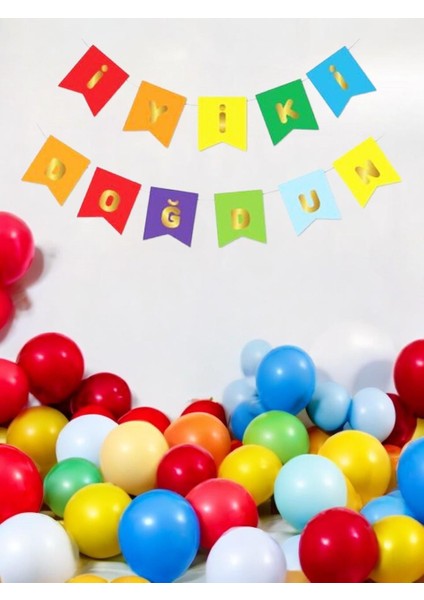 İyi Ki Doğdun Yazı Doğum Günü Banner Renkli Altın