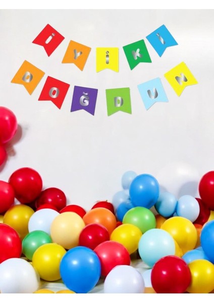 İyi Ki Doğdun Yazı Doğum Günü Banner Renkli Gümüş