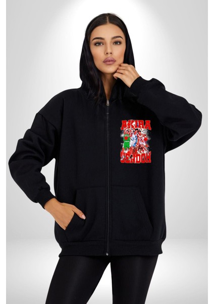 Basketbol Akira Sendoh Anime Slam Dunk Karakter Kadın Erkek Siyah Kapüşonlu Fermuarlı Baskılı Hırka Sweatshirt