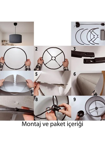 Demonte Kumaş Sarkıt Avize Siyah 37 Cm