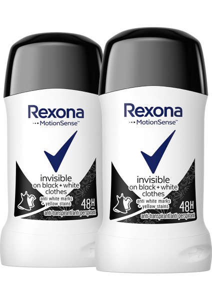 Motionsense Kadın Stick Deodorant Invisible On Black + White Clothes 40 ml X2