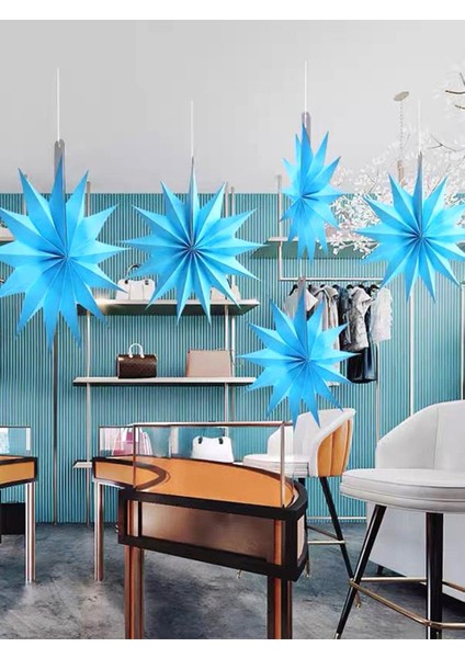 Kutup Yıldızı Tavan Sarkıt Süsü 3 Boyutlu Dekoratif Parti Süsü Mavi 6'lı modelleri