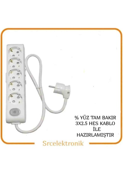 Multi-Let 5 Li 12 ile 40 Metre Ebatları Anahtarlı Topraklı Çocuk Korumalı Uzatma ( 3x2.5 Hes Kablo Tam Bakır) Ttr Kablo Tseli HO5VV-F