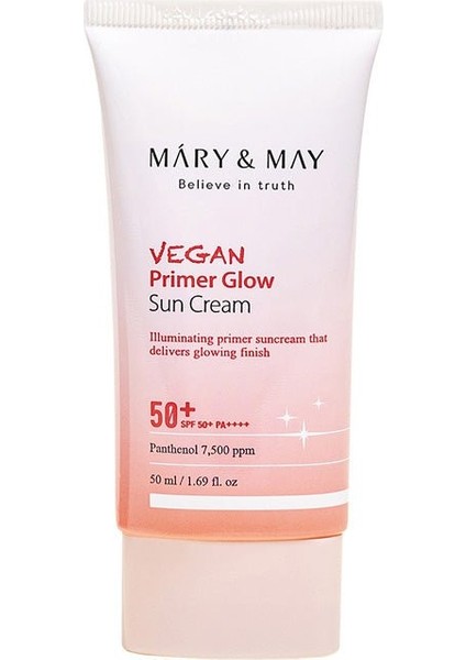 Mary & May Vegan Primer Glow Sun Cream Pink Sun Ton Eşitleyici Aydınlatıcı Güneş Kremi SPF50+ Pa++++ 50ML