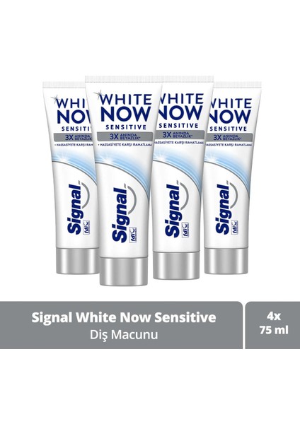 White Now Diş Macunu Sensitive Hassasiyete Karşı 75 ml X4
