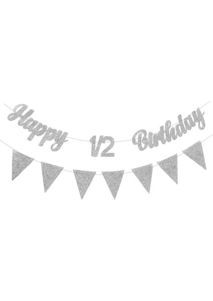 Yarım Yaş Happy 1/2 Birthday Yazı Gümüş Simli Flama Bayrak Banner fiyatları