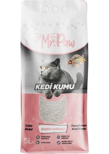 Mr. Paw Bebek Pudralı Kedi Kumu 5 Lt