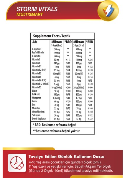 Multismart L-Arjinin Fosfotidilserin- Multivitamin 150ml