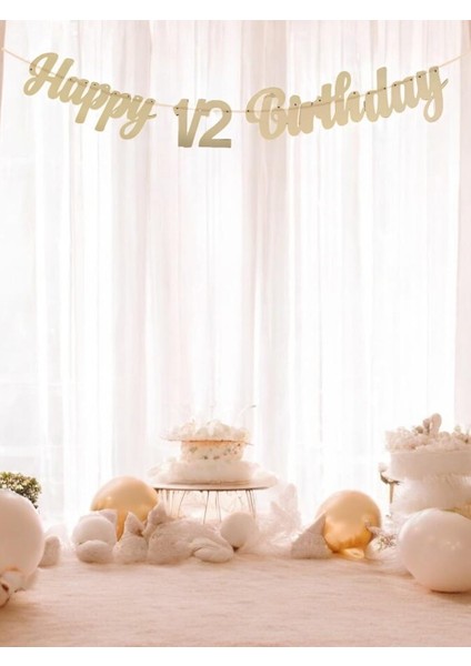 Happy 1/2 Birthday Yarım Yaş Ahşap Yazı Banner