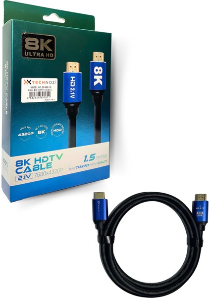 Hdtv Premium 8k Ultra Hd HDMI 2.0 Ses ve Görüntü Kablosu 1.5 Metre