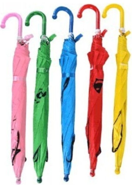 Yeşil Renkli Çocuk Şemsiyesi, Renkli Desen, Dokuma Kumaş, Şık ve Hafif Tasarım