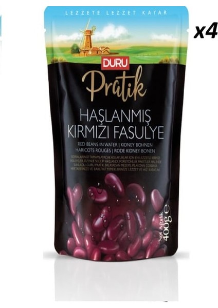 Pratik Haşlanmış Kırmızı Fasulye 4 x 400 G