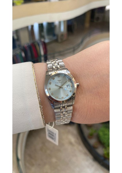 Quartz Çelik Gri Turkuaz Kadran 30 mm Kadın Kol Saati