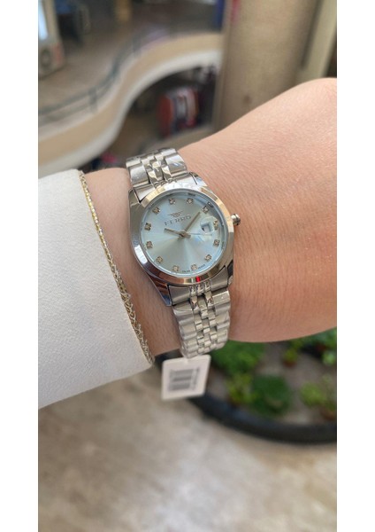 Quartz Çelik Gri Turkuaz Kadran 30 mm Kadın Kol Saati