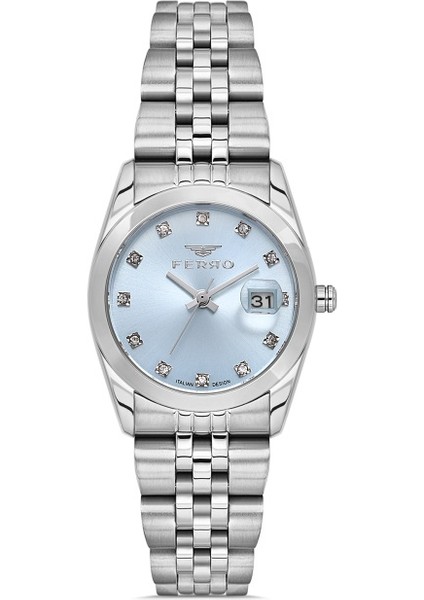 Quartz Çelik Gri Turkuaz Kadran 30 mm Kadın Kol Saati