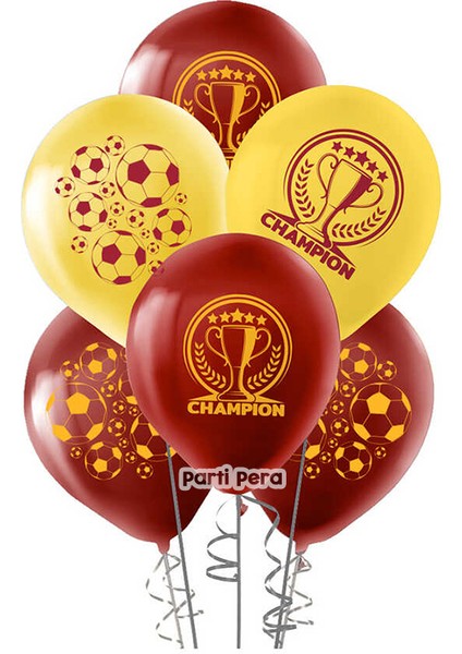 Sarı Kırmızı Futbol Temalı Baskılı Balon 10 Adet