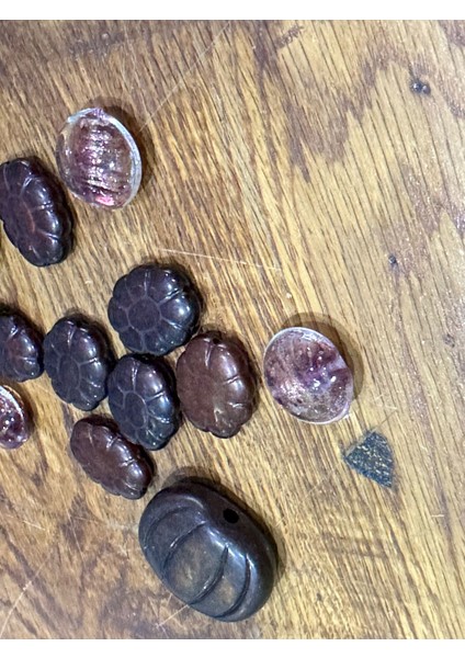 12 Adet Bambu ve Cam Delikli Boncuk Takı Seti