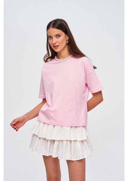 Bisiklet Yaka Basic Pembe T-Shirt modelleri