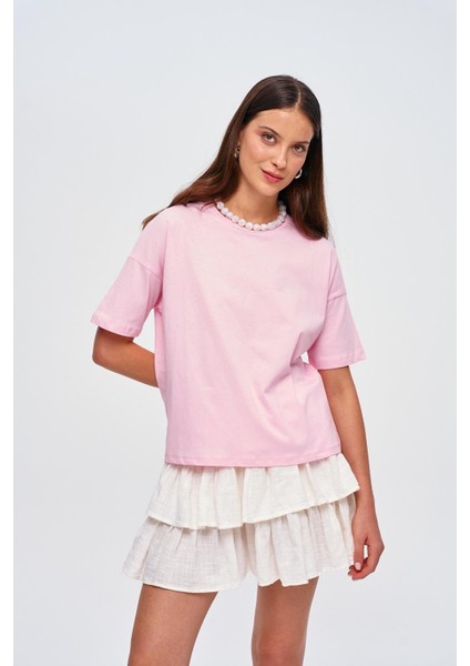 Bisiklet Yaka Basic Pembe T-Shirt indirimleri