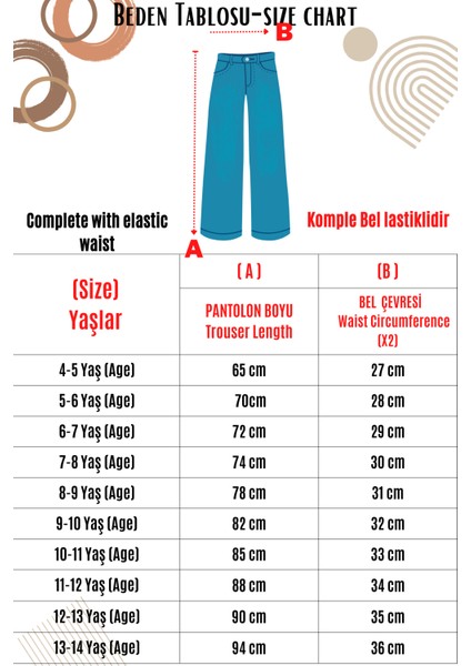 Kız Çocuk %100 Pamuk Beli Lastikli Geniş Kesim Buz Mavi Kot PANTOLON-PNT-2041 modelleri