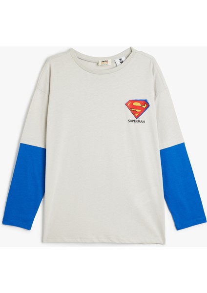 Superman Tişört Lisanslı Bisiklet Yaka Uzun Kollu Pamuklu