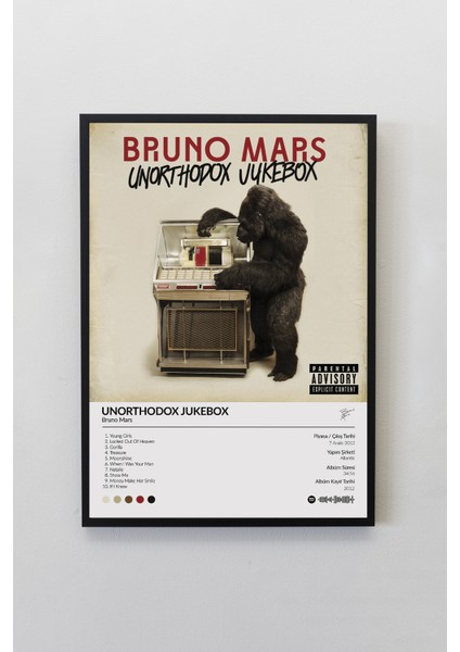 House Gorgeous Bruno Mars Unorthodox Jukebox Çerçevesiz Spotify Barkodlu Albüm Poster