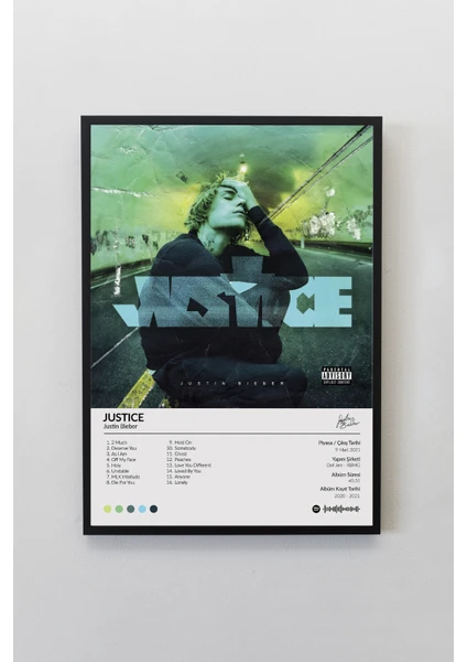 House Gorgeous Justin Bieber Justice Çerçevesiz Spotify Barkodlu Albüm Poster