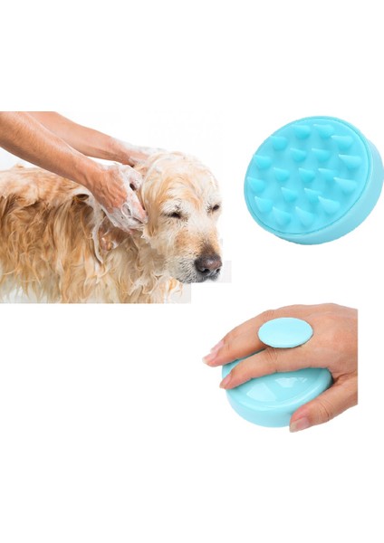 Hazneli Silikon Başlıklı Kedi Köpek Yıkama Fırçası