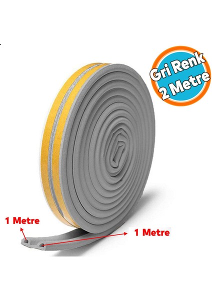 Kapı Pencere Bandı Fitili Gri Renk Yapışkanlı Beyaz Soğuk Izolasyon Bant 1x2=2 Metre