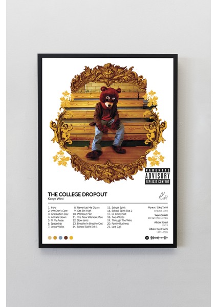 Kanye West The College Dropout Çerçevesiz Spotify Barkodlu Albüm Poster