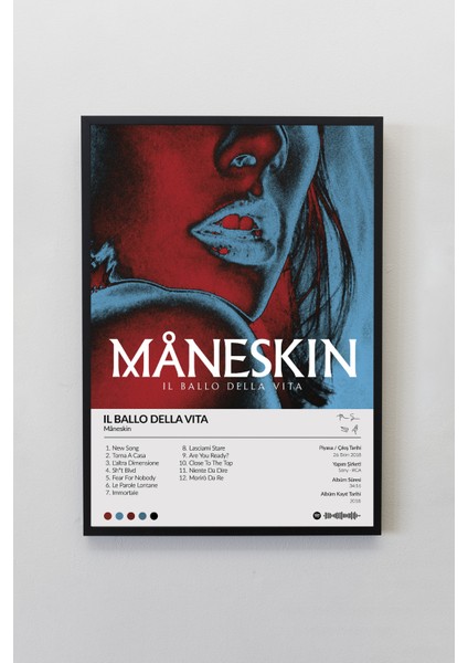 Maneskin Il Ballo Della Vita Çerçevesiz Spotify Barkodlu Albüm Poster