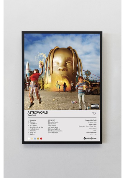 House Gorgeous Travis Scott Astroworld Çerçevesiz Spotify Barkodlu Albüm Poster