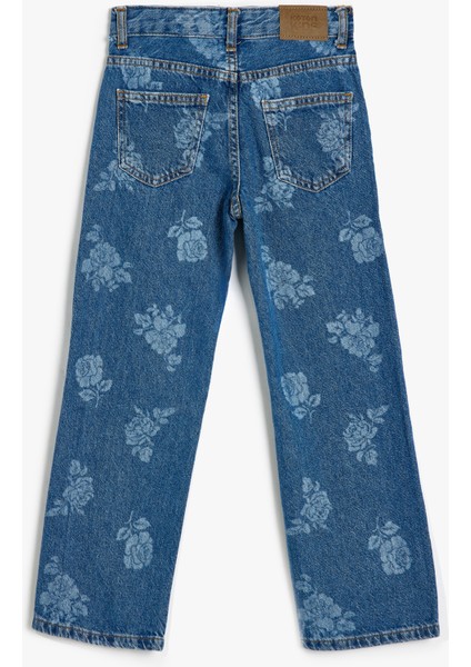 Kot Pantolon Çiçek Baskılı Cep Detaylı Pamuklu fiyatları