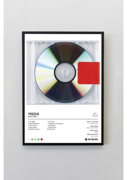 House Gorgeous Kanye West Yeezus Çerçevesiz Spotify Barkodlu Albüm Poster